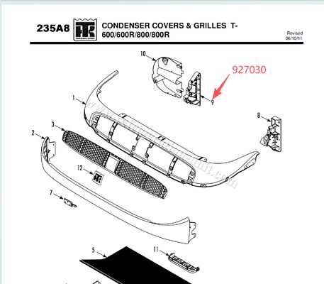927030 STAFFATURA - bobina (lato marciapiede), T600/T800 / T-600M T-800M 880Pro T-600R T-800R supporto coperchio